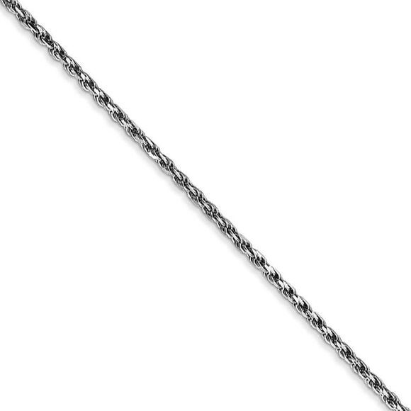 1.6mm, 10k White Gold Diamond Cut Solid Rope Chain Necklace, 30 Inch - Picture 1 of 8